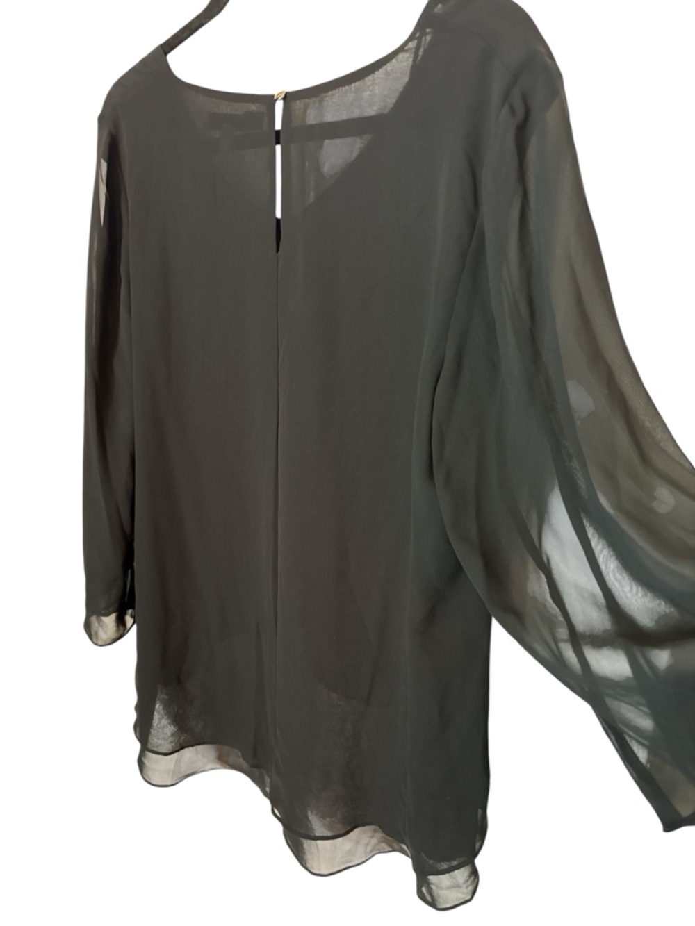 Jennifer Lopez Black Sheer Blouse NWT Layered Tunic Top Size Large Flowy - Picture 8 of 9